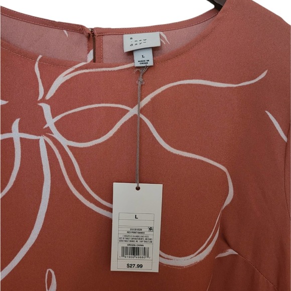 NWT A New Day Women's Long Sleeve Keyhole Neck Shift Dress Size Large - Picture 8 of 9